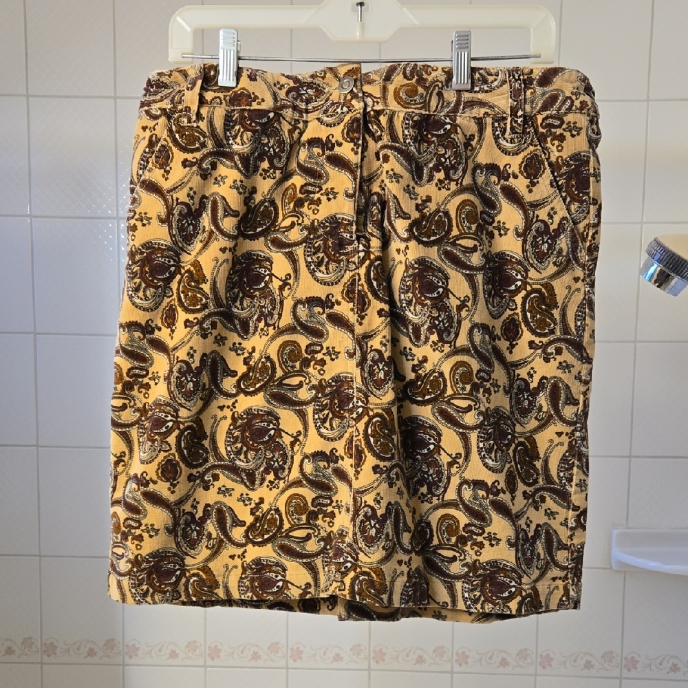 Corduroy Paisley Print Skirt Size 14